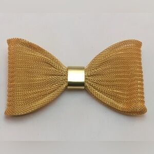 Napier Goldtone Mesh Bow Brooch Pin